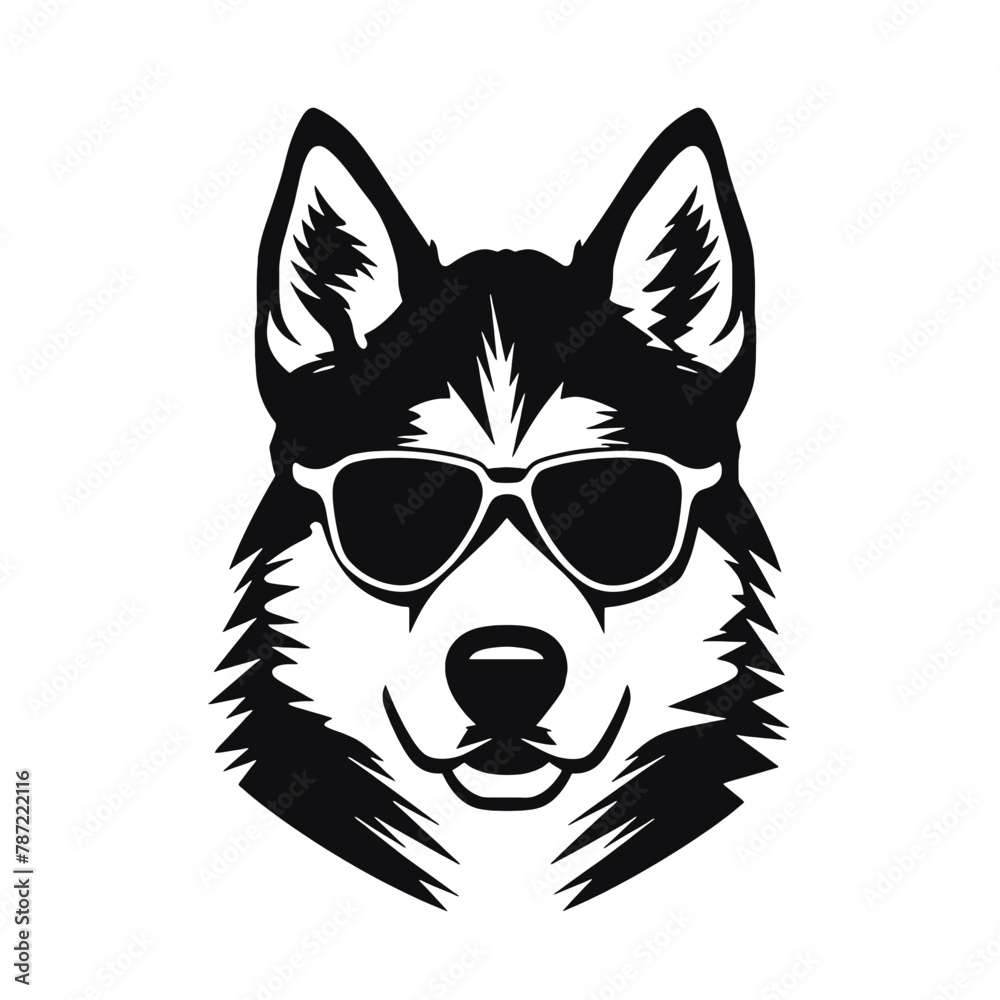 Husky silhouette, logo style vector illustration Husky silhouette, logo style vector illustration