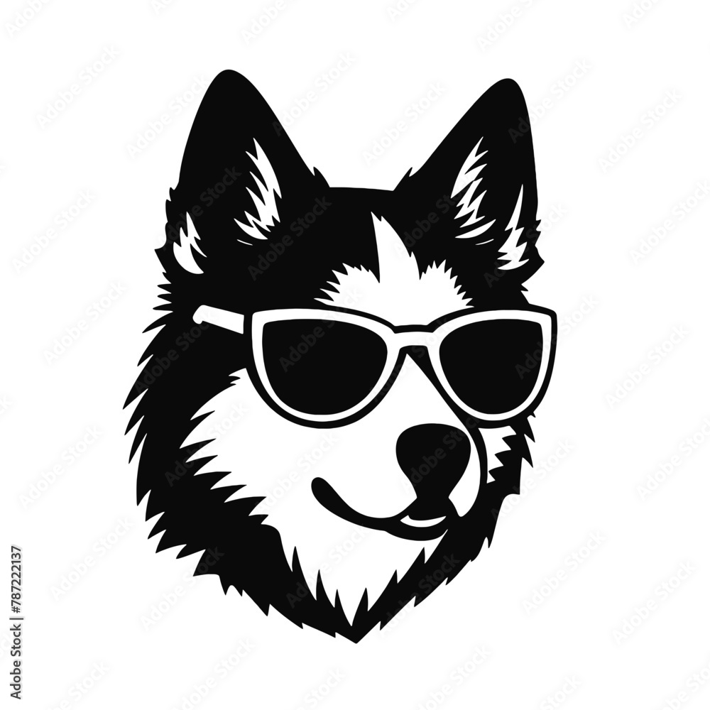 Husky silhouette, logo style vector illustration Husky silhouette, logo style vector illustration