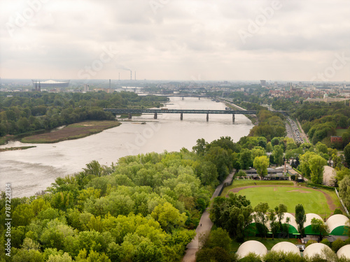 Panorama Warszawy, miasto. zdjęcie z drona photo