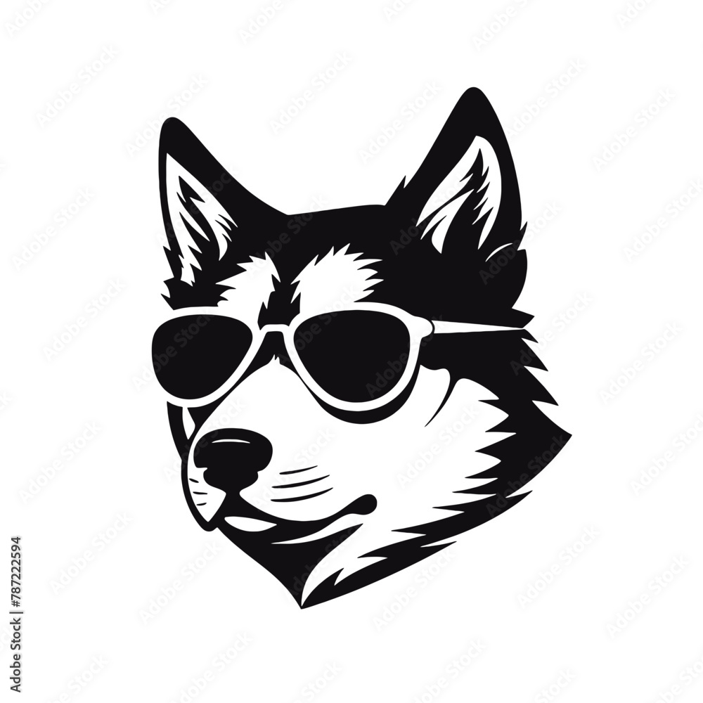 Siberian husky dog vector silhouette