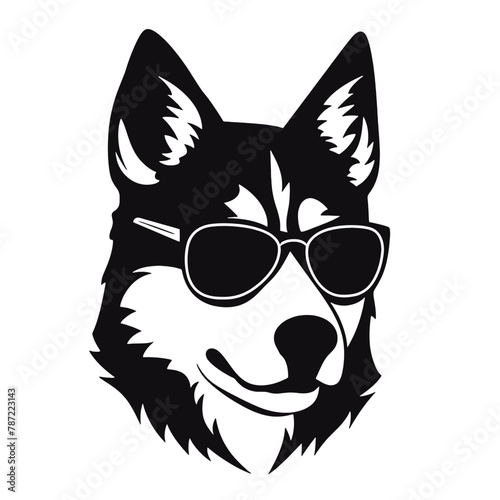 Siberian husky dog vector silhouette