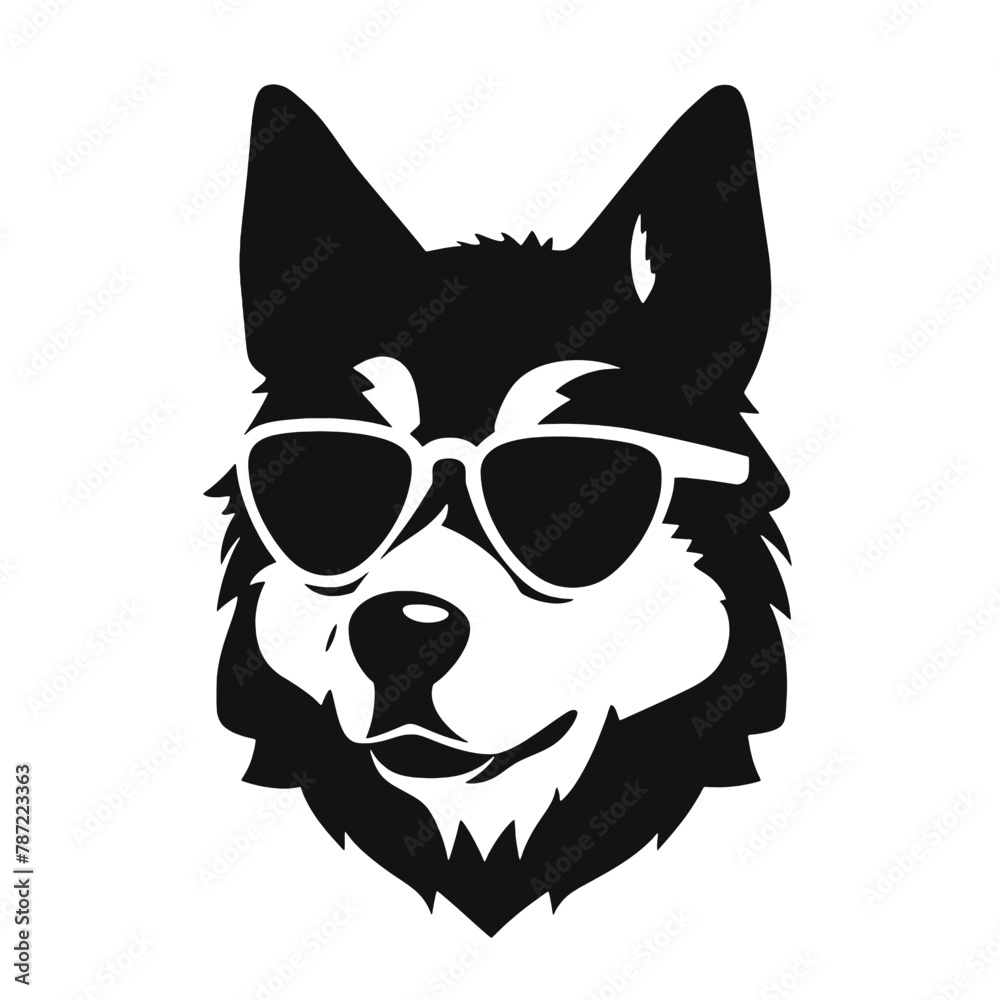 Siberian husky dog vector silhouette