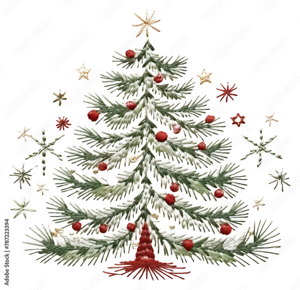 PNG Christmas tree embroidery celebration pattern.