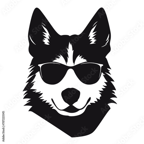 Siberian husky dog vector silhouette
