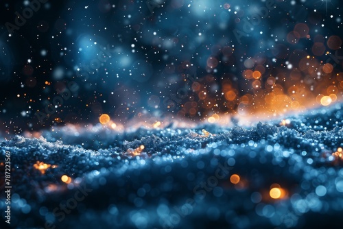 A captivating image of tiny glitter particles with a warm, bokeh glow softly illuminating an abstract scene