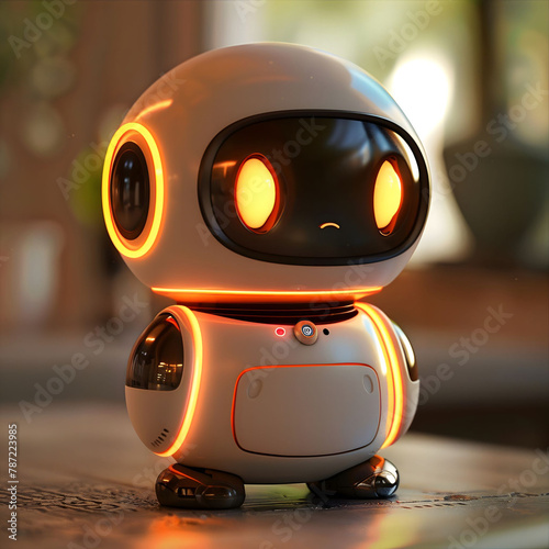 The Cuttie bot, assistance with charm soft edges, glowing features, comforting, efficient aid © AArt