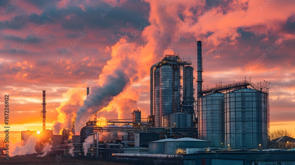 Diesel Refinery at Sunset: An Industrial Symphony of Energy Production