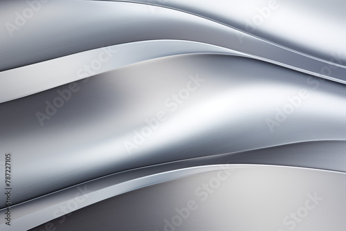 An abstract metal background characterized by sleek, brushed steel surfaces with hints of polished chrome photo