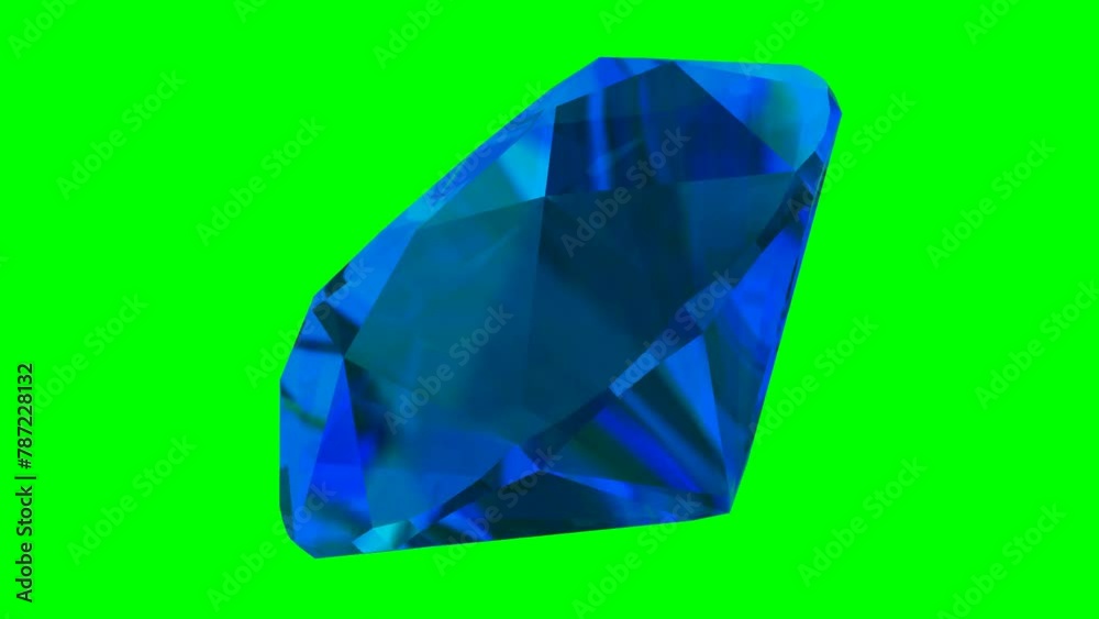Blue Diamond 3d gren screen , topaz gemstone Green screen