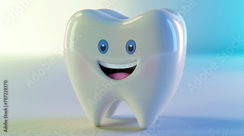 Dental banner. Teeth whitening. Happy white teeth character