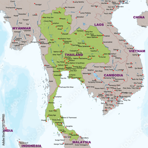 Political map of Thailand vector illustration