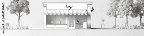 abstract 3d illustration of cafe exterior background photo