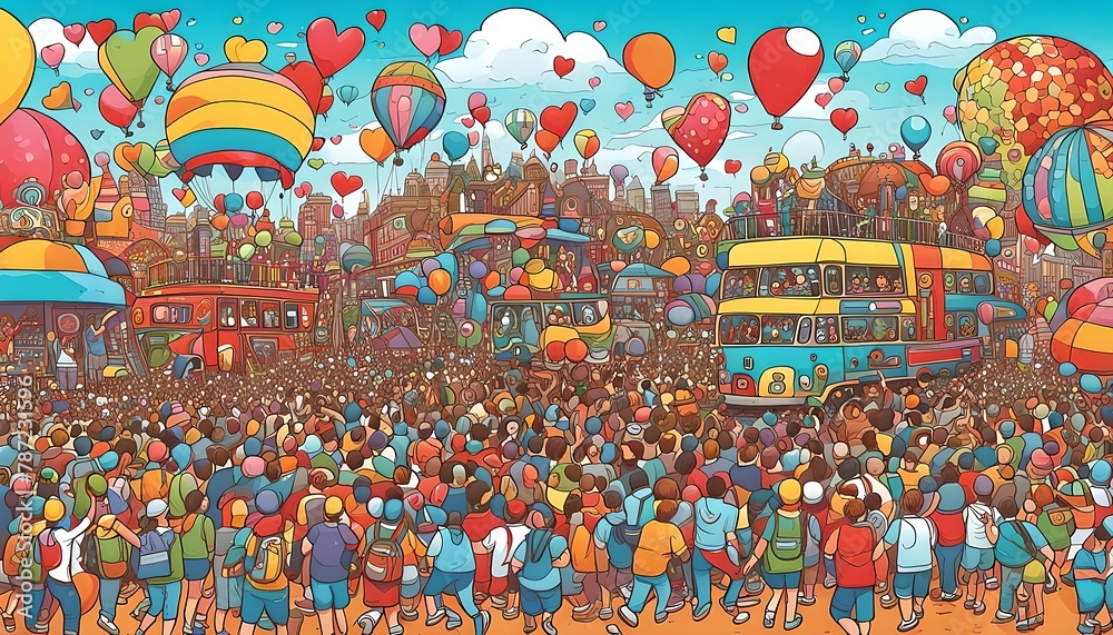 Obraz premium Love Parade Pride Month Illustration Background