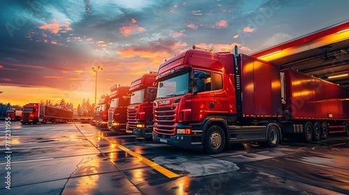 Heavy-Duty Truck Fleet Refueling at the Logistics Hub Amid Diesel-Powered