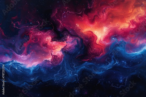 This abstract image captures the beautiful chaos of space with swirling colors and a resemblance to celestial clouds