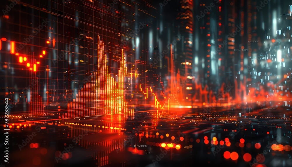 Fototapeta premium Volatile Market Indicators, Showcase images of market indicators and economic data releases, such as volatility indexes, economic calendars, and earnings reports, to illustrate the factors contributin