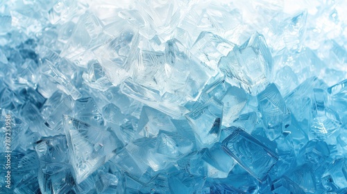 ice frozen background. cold temperature. Blue background with cracks on the ice surface. winter