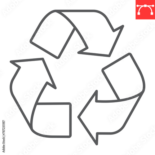 Recycle line icon, ecology and bio, reuse vector icon, vector graphics, editable stroke outline sign, eps 10.