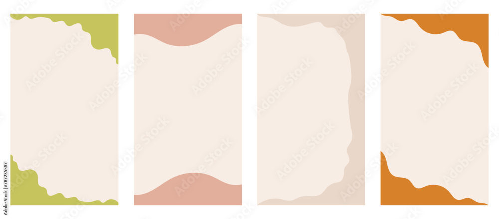 Set of varied shapes for use in vertical stories, promo site headers and footers. Decorative frame separator for imaginative design presented in a basic vector flat style.