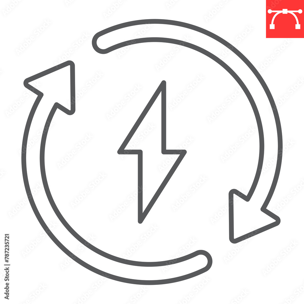 Renewable energy line icon, ecology and technology, alternative energy vector icon, vector graphics, editable stroke outline sign, eps 10. Renewable energy line icon, ecology and technology, alternative energy vector icon, vector graphics, editable stroke outline sign, eps 10.