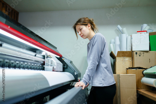 Woman working in printing studio