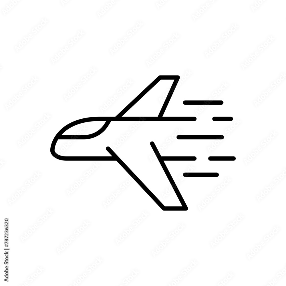 Fast plane outline icons, minimalist vector illustration ,simple transparent graphic element .Isolated on white background
