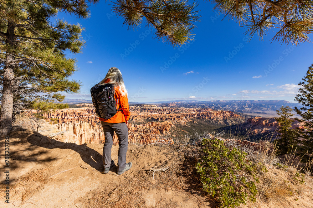 Rear view of woman looking at view in Bryce Canyon National Park Rear view of woman looking at view in Bryce Canyon National Park