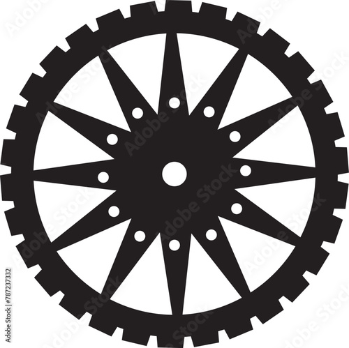 Vectorized illustration of a black cart wheel