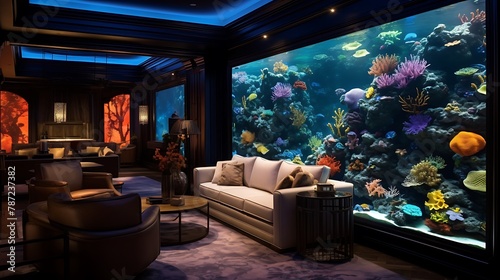 Plan a virtual aquarium room with lifelike fish and coral reefs © MUHAMMADUMAR
