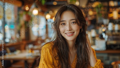 Wallpaper Mural Confident Asian young professional explaining charts during an online meeting, in a cafe setting Torontodigital.ca