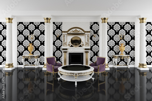 Fireplace room in classic style © potas