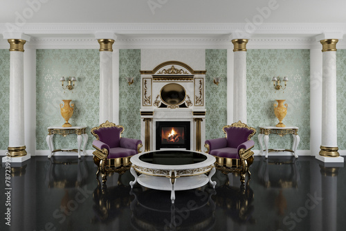 Fireplace room in classic style