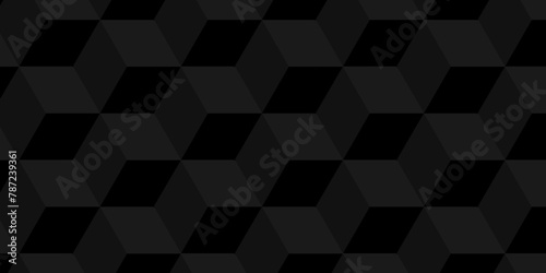 Abstract cubes geometric tile and mosaic wall or grid hexagon technology wallpaper. black and gray geometric block cube structure backdrop grid triangle texture vintage design.