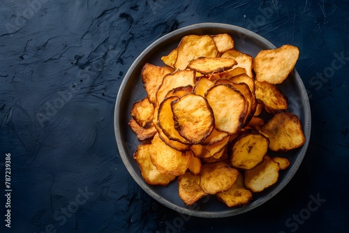 display of cassava chips in foodgraphy photography photo