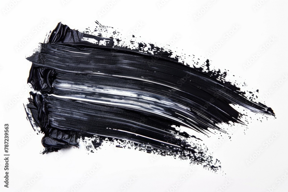 Black stroke of the paint brush isolated on white.