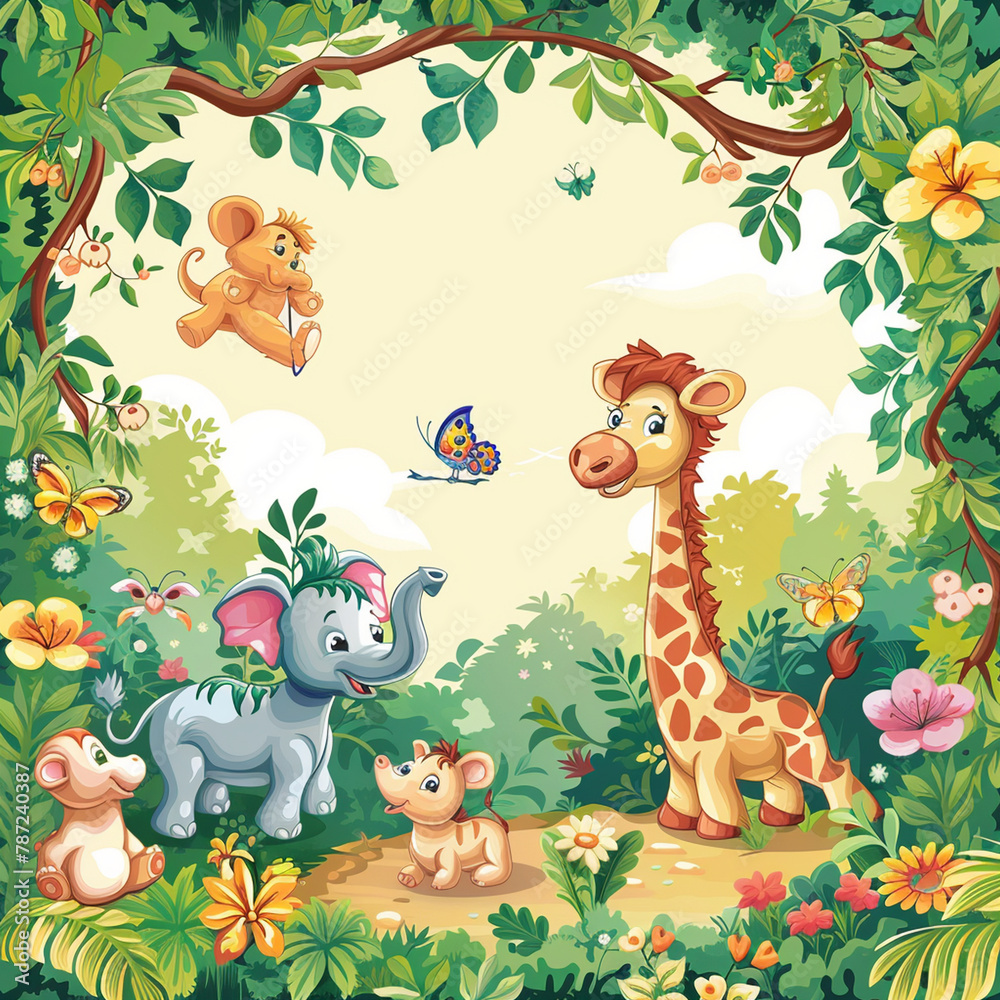 Naklejka premium background for children's design, backgrounds for children, children's background, illustration, toy, teddy, animal, baby, child