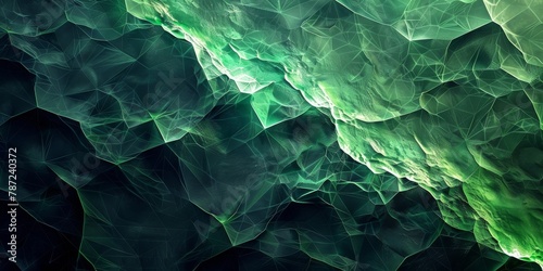 Abstract, Geometric, Green, Crystal, Network, Lines, Digital Art, Texture, Poly, Low Poly, waves, flowing. 