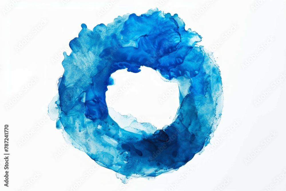 blue ink blot circle on white background blue ink blot circle on white background