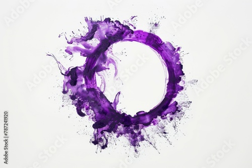  purple ink blot circle on white background