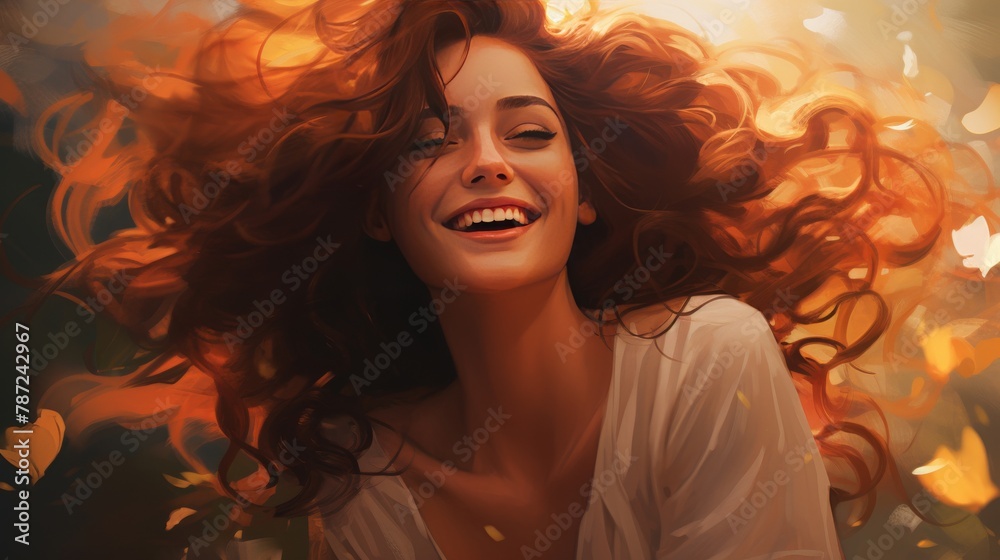 A vibrant painting of a woman with striking red hair, exuding a sense of passion and strength