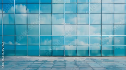 Expansive Blue-Tinted Glass Wall of Contemporary Business Office Building