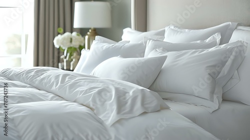 Pristine White Duvet and Comfortable Pillows on Bed