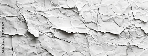 Texture background of crumpled white paper. white grunge ripped torn collage posters creased crumpled paper.  photo