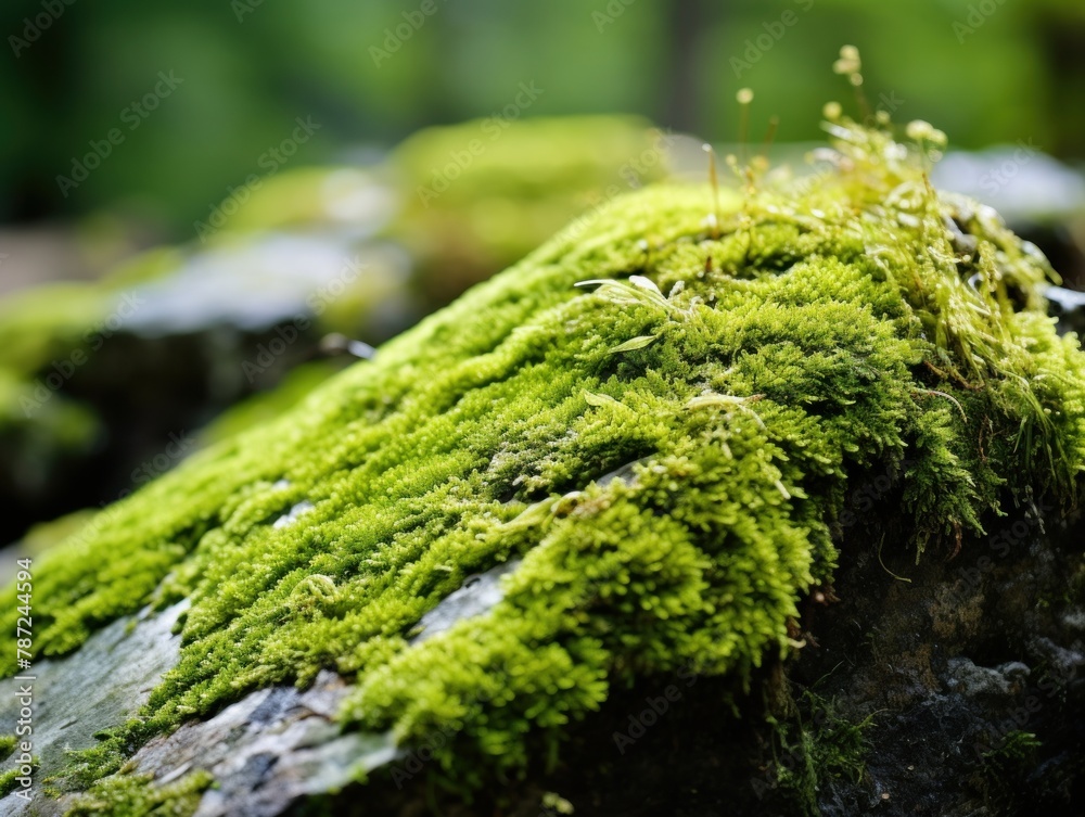 green moss on the stone green moss on the stone