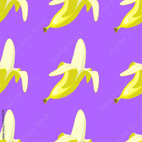Seamless pattern with Bananas in flat style. Vector illustration isolated on white background