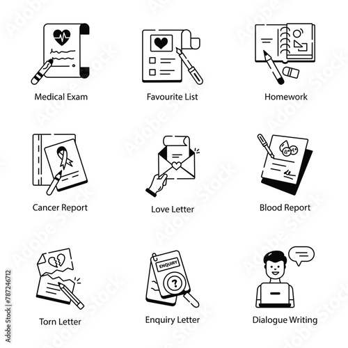 Bundle of 16 Writing Linear Icons

