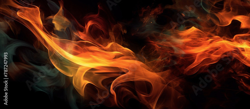 Smoke and Flames Dynamic Movement and Intense Colors Against a Dark Background