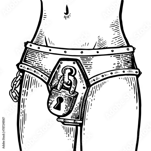 Quadro em tela chastity belt engraving PNG illustration