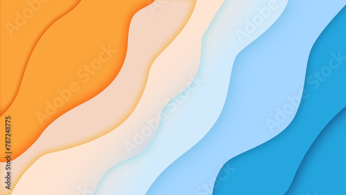 Paper Cut Background design concept. Abstract sea wave background with dynamic effect
