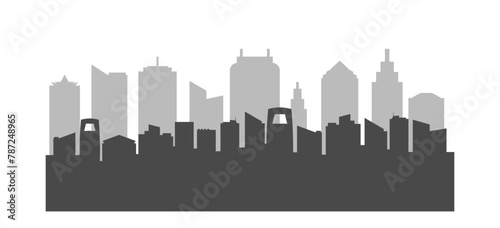 Seamless city skyline silhouette. City center landscape with tall skyscrapers. urban life. Flat style vector illustration